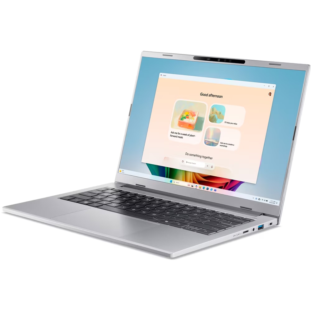 Laptop Acer Aspire 14 AI OLED A14-53M-54TU cu procesor Intel® Core™ Ultra 5 226V pana la 4.5GHz, 14", WUXGA, OLED, 16GB LPDDR5X RAM, 512 GB SSD, Intel® Arc™ Graphics 130V, No OS, Pure Silver
