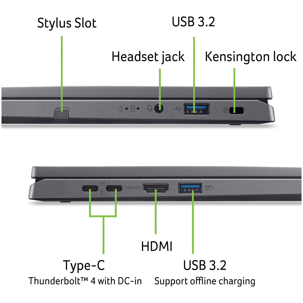 Laptop Acer Aspire Spin 14 ASP14-52MTN-55MD cu procesor Intel® Core™ Ultra 5 115U pana la 4.2GHz, 14", WUXGA, IPS, Touch, 16GB LPDDR5X RAM, 1TB SSD, Intel® Graphics, Windows 11 Home, Steel Gray