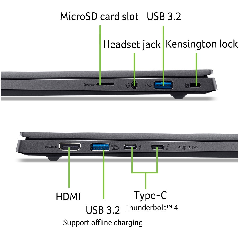 Laptop Acer Swift X 14 OLED SFX14-73G-53S2 cu procesor Intel® Core™ Ultra 5 225H pana la 4.9GHz, 14.5", WQXGA, 2.8K, OLED, 120Hz, Touch, 16GB LPDDR5X RAM, 1TB SSD, NVIDIA® GeForce RTX™ 5050 8GB GDDR7, Windows 11 Home, Titanium Gray
