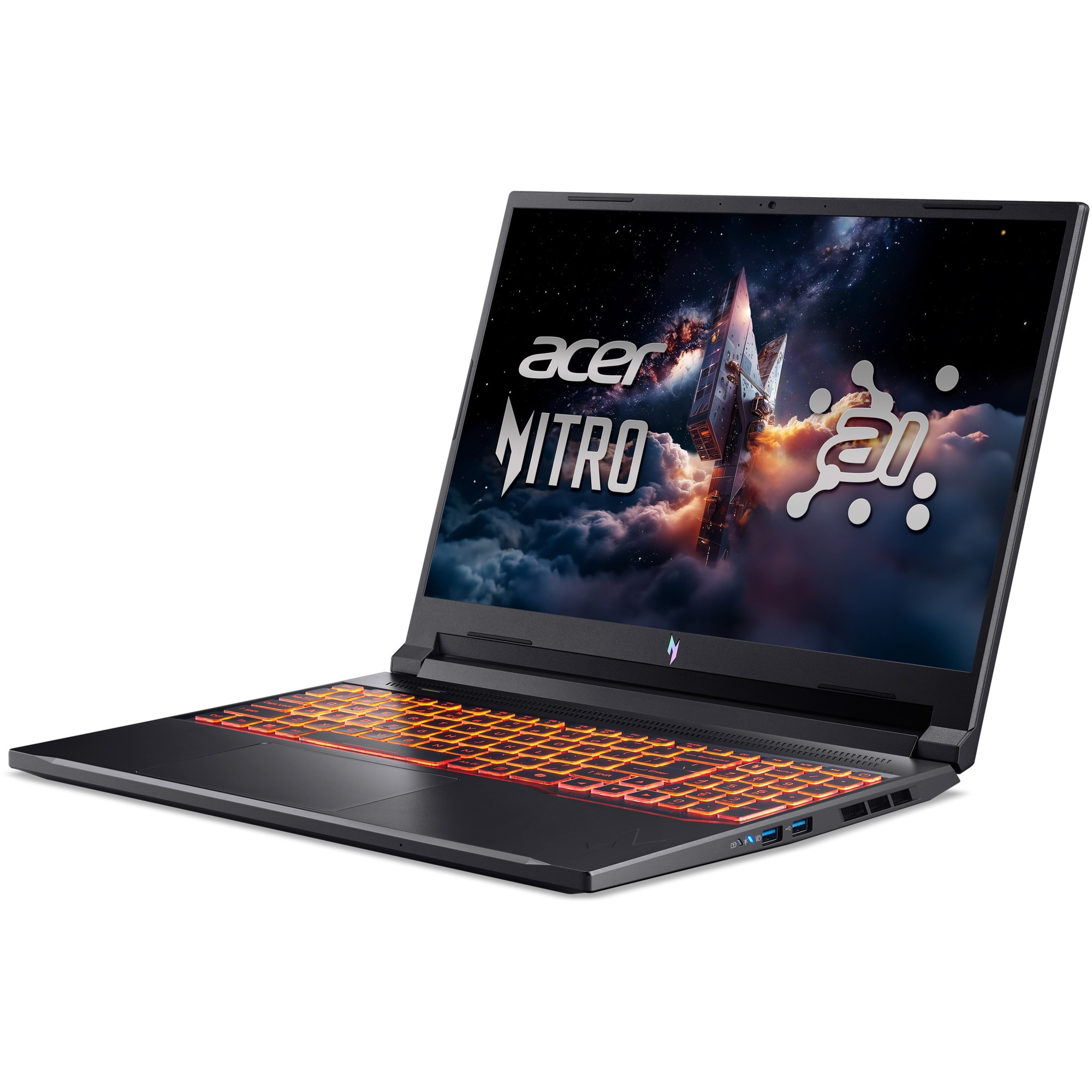 Laptop Gaming Acer Nitro V 16 AI ANV16-42-R71N cu procesor AMD Ryzen™ 7 260 pana la 5.1GHz, 16", WUXGA, IPS, 180Hz, 16GB DDR5 RAM, 512GB SSD, NVIDIA® GeForce RTX™ 5060 8GB GDDR7, No OS. Shale Black