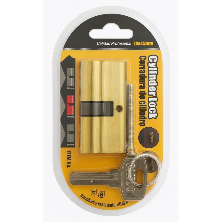 Butuc cilindru usa, metal anticoroziv, durabil si rezistent la rugina, pentru usi metalice si lemn, 70x45 mm, Auriu