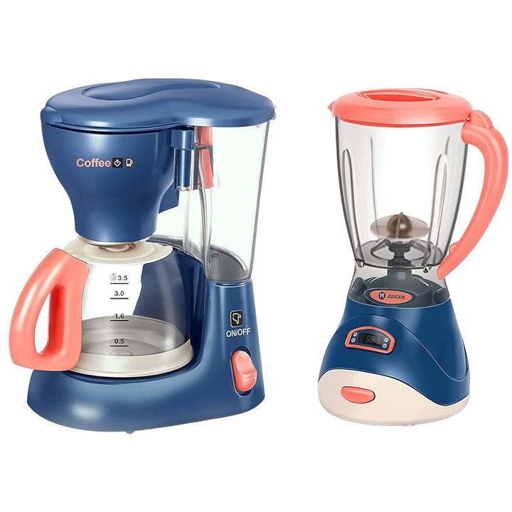 Set Accesorii Bucatarie Copii KidProtect® Little Barista Kitchen, Filtru de Cafea, Blender, Cescute Cafea, Pahar si Lingura, Cu Sunete si Lumini, Tip Set de Joaca