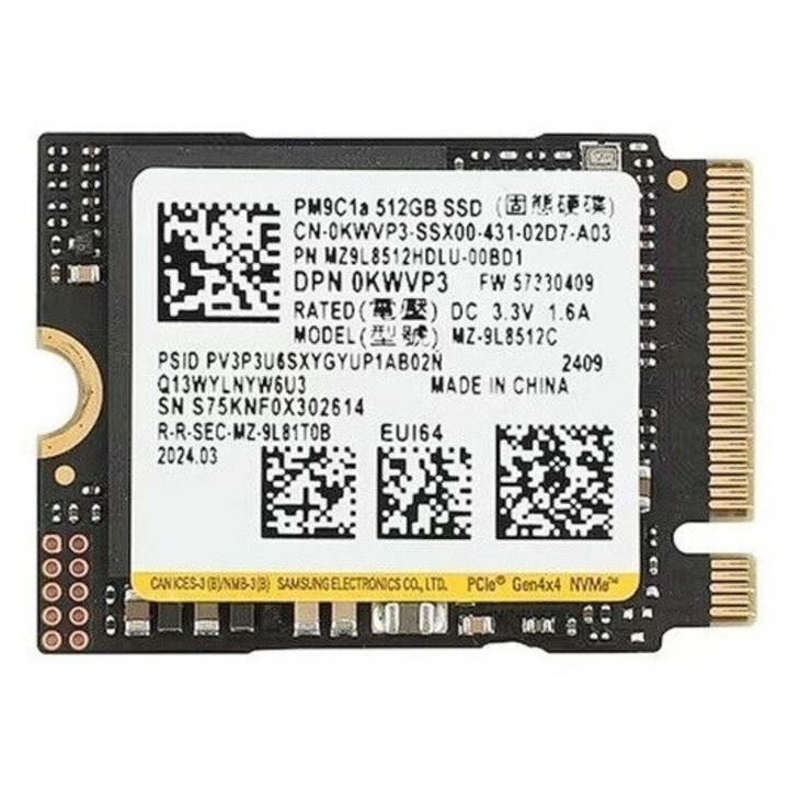 SSD Samsung PM9C1a 512GB, PCIe 4.0x4, NVMe, Формат M.2 2230, Скорост на четене/запис 6000/5600 MB/s, bulk