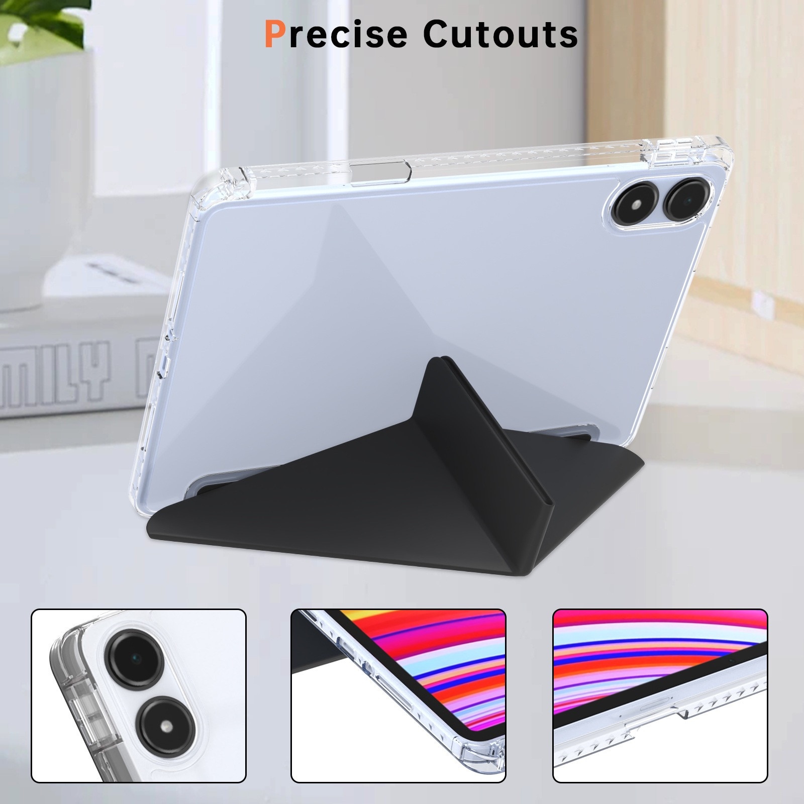 Husa de protectie tableta pentru Redmi Pad Pro/Xiaomi Poco Pad 12.1'' 2024, cu protectie automata de somn, Negru