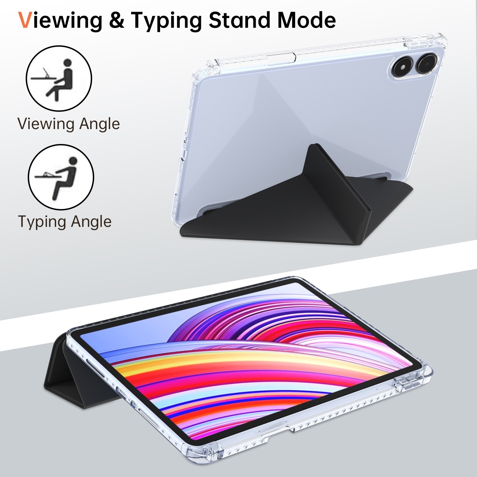 Husa de protectie tableta pentru Redmi Pad Pro/Xiaomi Poco Pad 12.1'' 2024, cu protectie automata de somn, Negru