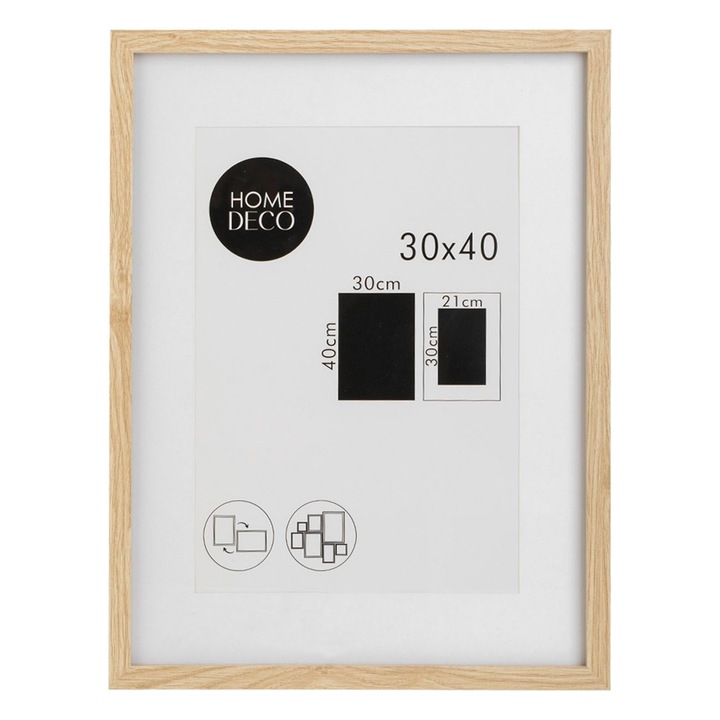 Tablou decorativ paspartu din lemn de culoare naturala cu mesaj 32x42cm