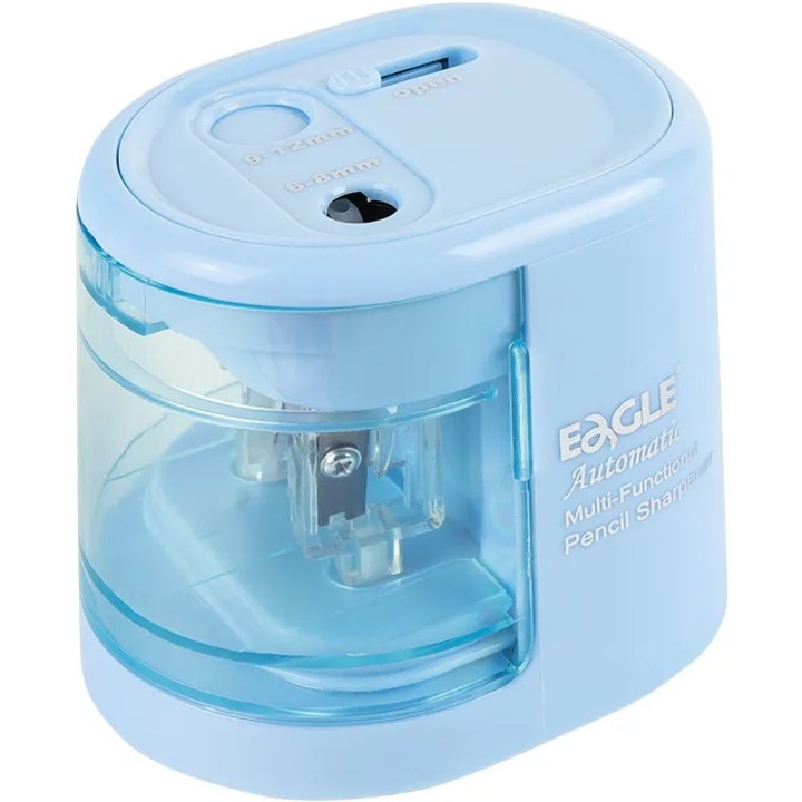 Elektromos ceruzahegyező EAGLE EG-5161, USB/elemes tápellátás, 6-12 mm, 2 csere pengével, kék