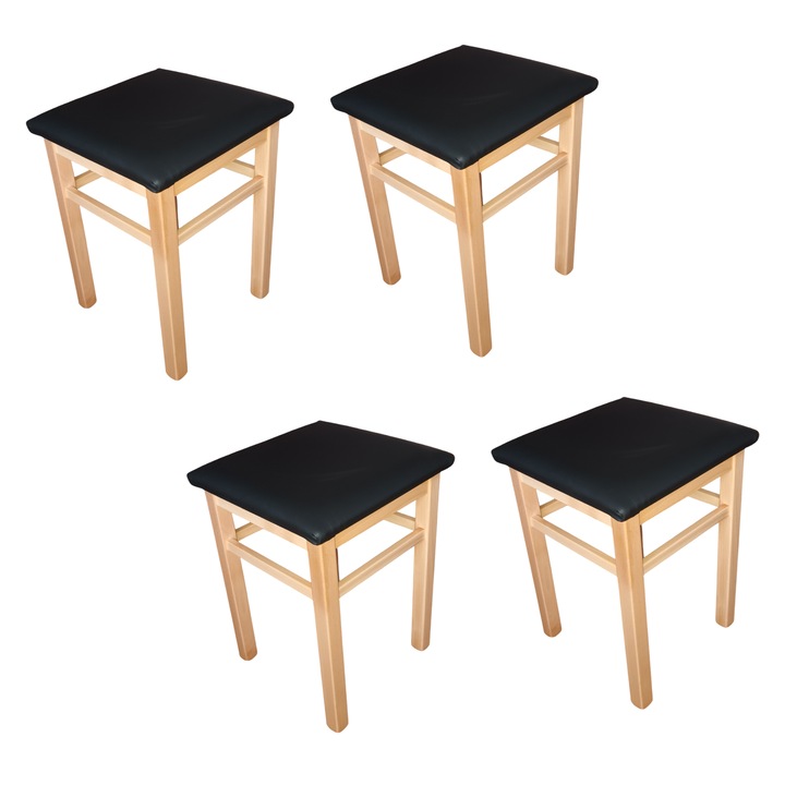 Set tabureti, 4 bucati, sezut negru