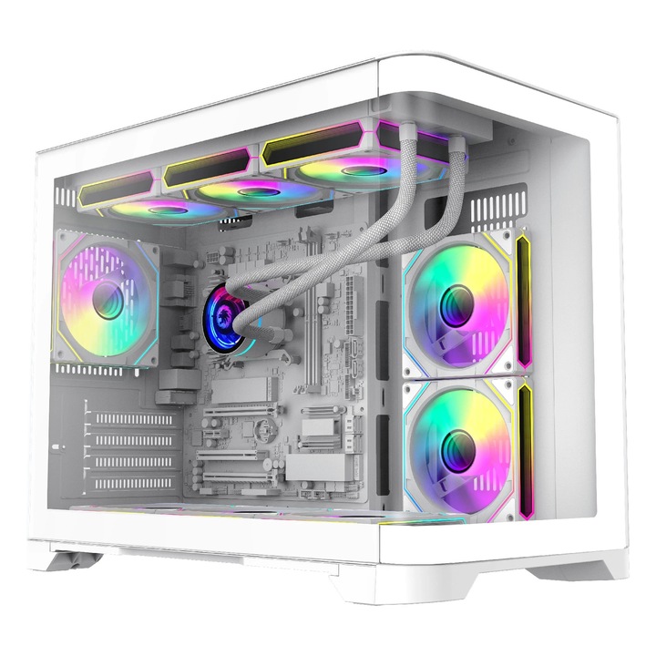 Компютърна кутия Gamemax кутия Case mATX - HYPE-M White - 3 x 120 mm Addressable RGB fans GM-14100902477