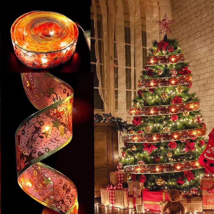 Karácsonyi dekoráció, hangulatvilágítás, Luoistu® 2.5Inch x 33Ft 100 LED karácsonyfa szalagfény távirányítóval, elemmel és USB-vel működő 8 világítási módú tündérfüzér időzítővel karácsonyi dekorációhoz