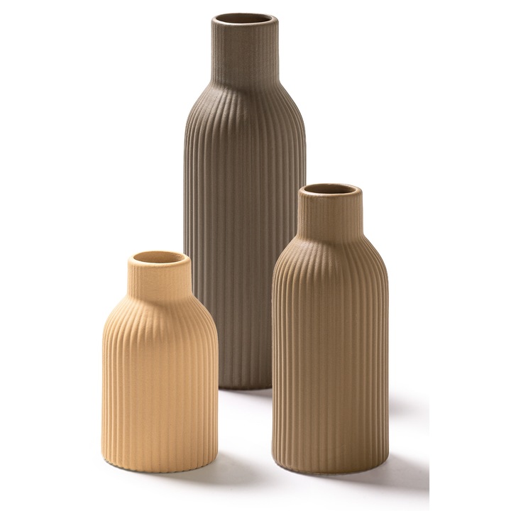 Set de 3 Vaze de inalta calitate, Vasetopia, Dungi clasice, Ceramica