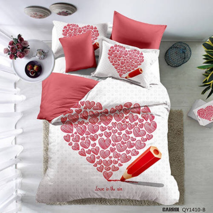 Lenjerie de pat poplin 100% bumbac, Ralex Pucioasa, imprimeu digital 3D, set 4 piese, multicolor, 230x250cm, 200x230cm, 50x70cm