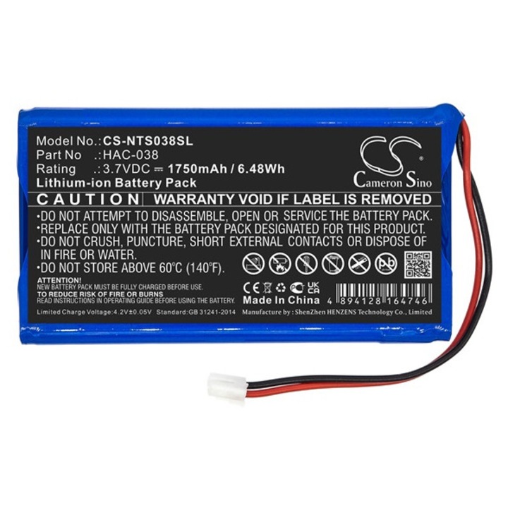 Cameron sino li-ion akkumulátor, 3.7v, 1750mAh, kompatibilis nintendo hac-038 kompatibilis-vel