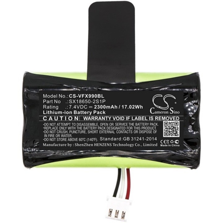 Cameron sino li-ion akkumulátor, 7.4v, 2300mAh, kompatibilis verifone sx18650-2s1p kompatibilis-vel