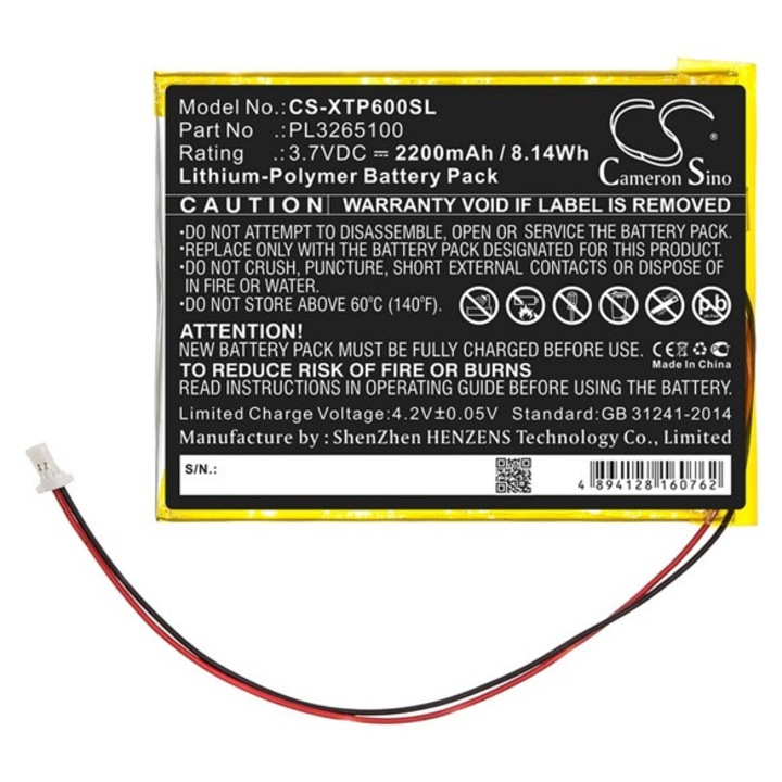 Cameron sino li-polymer akkumulátor, 3.7v, 2200mAh, kompatibilis xtool pl3265100 kompatibilis-vel