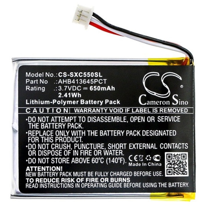 Cameron sino li-polymer akkumulátor, 3.7v, 650mAh, kompatibilis sennheiser ahb413645pct kompatibilis-vel