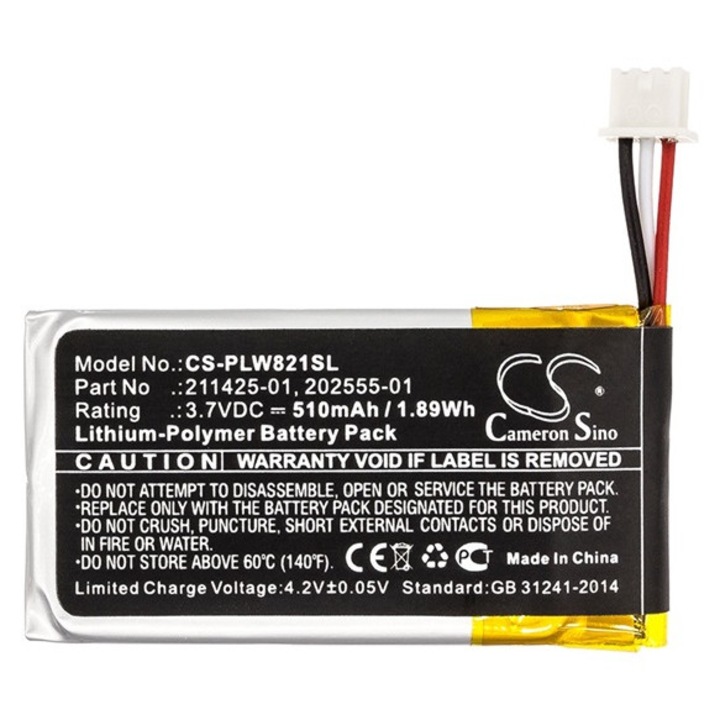 Cameron sino li-polymer akkumulátor, 3.7v, 510mAh, kompatibilis plantronics 202555-01 kompatibilis-vel