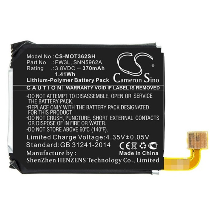 Cameron sino li-polymer akkumulátor, 3.8v, 370mAh, kompatibilis motorola fw3l kompatibilis-vel