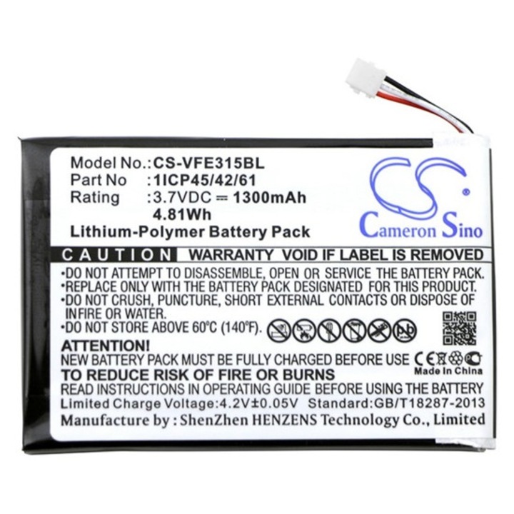 Cameron sino li-polymer akkumulátor, 3.7v, 1300mAh, kompatibilis verifone 1icp45, 42, 61 kompatibilis-vel