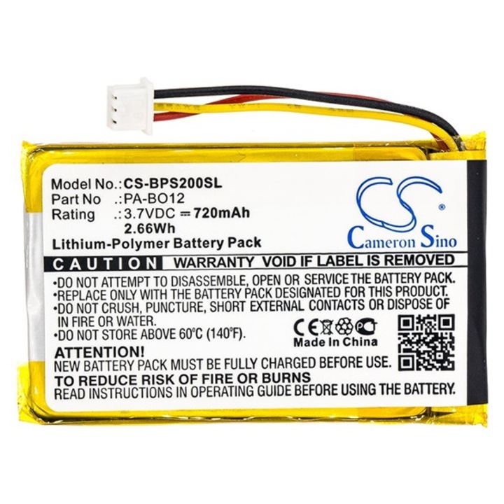 Cameron sino li-polymer akkumulátor, 3.7v, 720mAh, kompatibilis bang & olufsen pa-bo12 kompatibilis-vel
