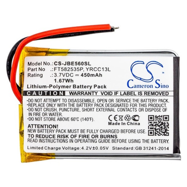 Cameron sino li-polymer akkumulátor, 3.7v, 450mAh, kompatibilis jbl ft582535p kompatibilis-vel