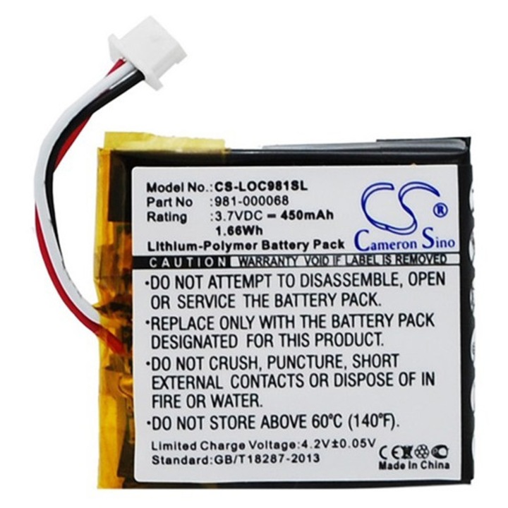Cameron sino li-polymer akkumulátor, 3.7v, 450mAh, kompatibilis logitech 981-000068 kompatibilis-vel