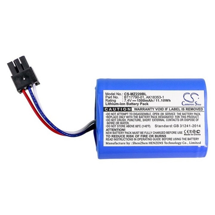 Cameron sino li-ion akkumulátor, 7.4v, 1500mAh, kompatibilis zebra ak18353-1 kompatibilis-vel