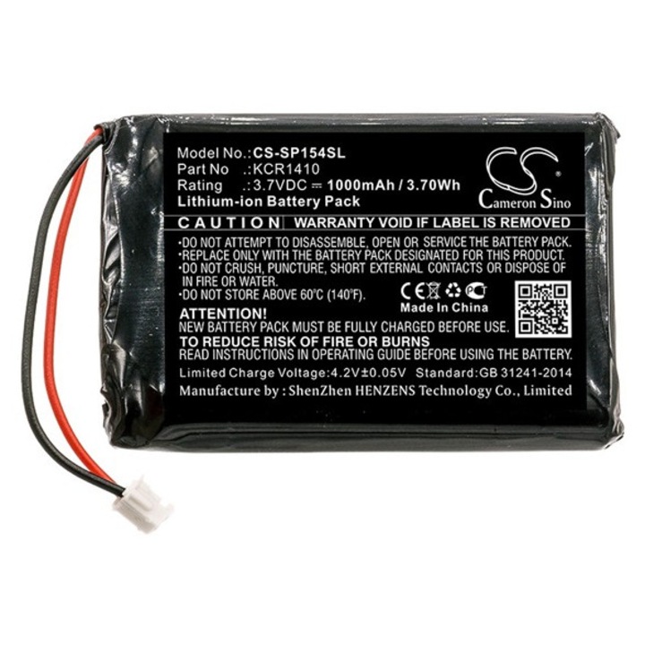 Cameron sino li-ion akkumulátor, 3.7v, 1000mAh, kompatibilis sony kcr1410 kompatibilis-vel
