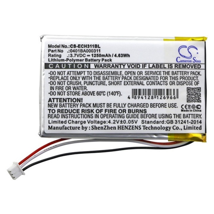 Cameron sino li-polymer akkumulátor, 3.7v, 1250mAh, kompatibilis elca 0401ba000311 kompatibilis-vel