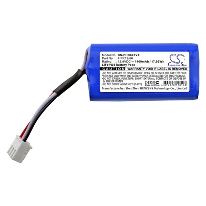 Cameron sino lifepo4 akkumulátor, 12.8v, 1400mAh, kompatibilis philips 4ifr19, 66 kompatibilis-vel