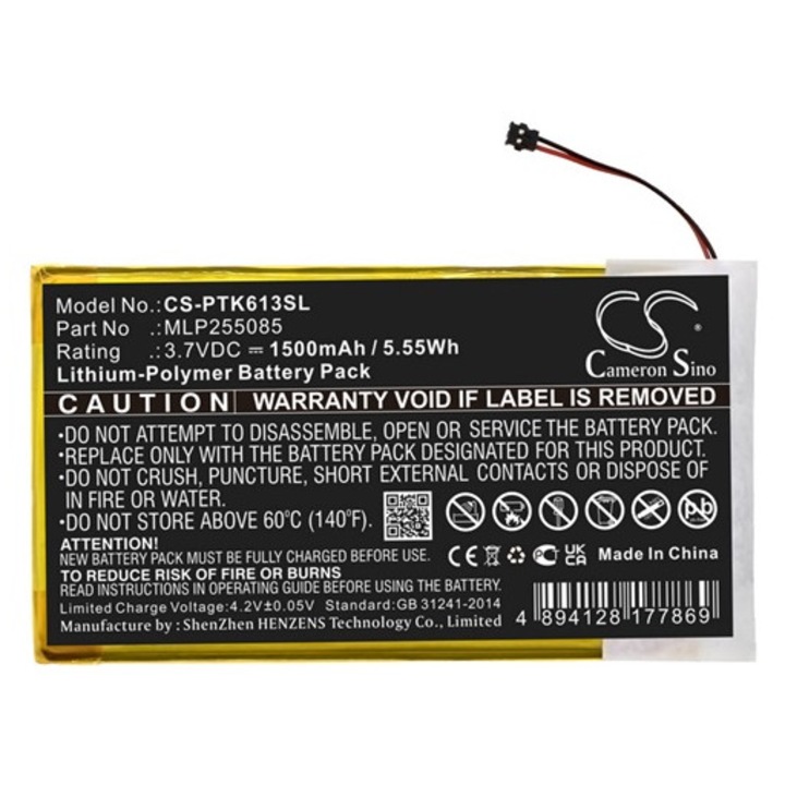 Cameron sino li-polymer akkumulátor, 3.7v, 1500mAh, kompatibilis pocketbook mlp255085 -vel