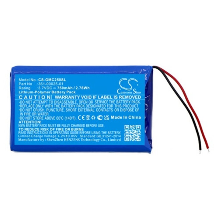 Cameron sino li-polymer akkumulátor, 3.7v, 750mAh, kompatibilis garmin 361-00025-01 -vel