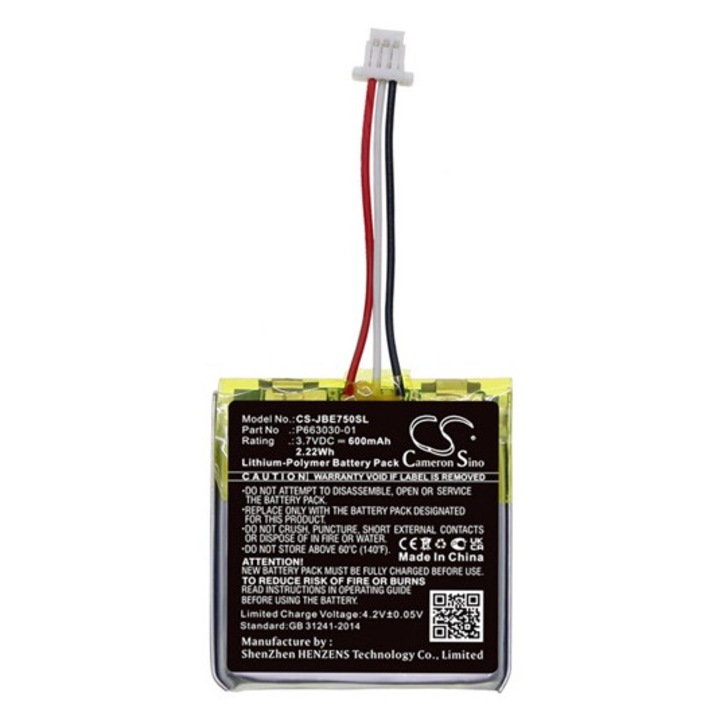 Cameron sino li-polymer akkumulátor, 3.7v, 600mAh, kompatibilis jbl p663030-01 -vel