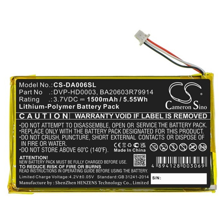 Cameron sino li-polymer akkumulátor, 3.7v, 1500mAh, kompatibilis creative ba20603r79914 -vel
