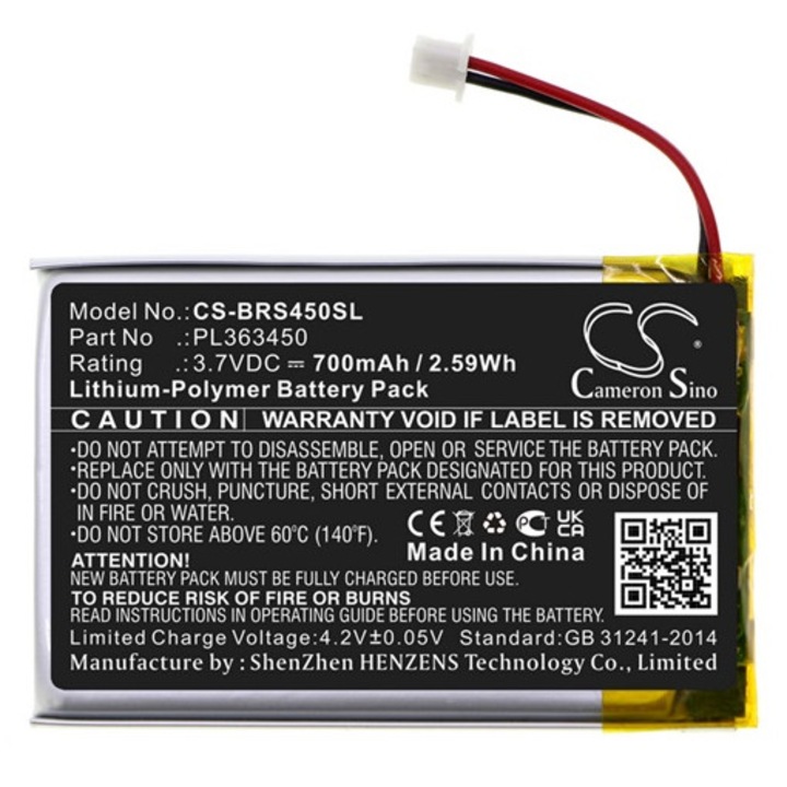 Cameron sino li-polymer akkumulátor, 3.7v, 700mAh, kompatibilis blueparrott pl363450 -vel