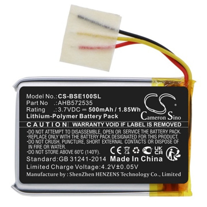 Cameron sino li-polymer akkumulátor, 3.7v, 500mAh, kompatibilis bose ahb572535 -vel