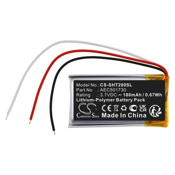 Cameron sino li-polymer akkumulátor, 3.7v, 180mAh, kompatibilis shure aec501730 -vel