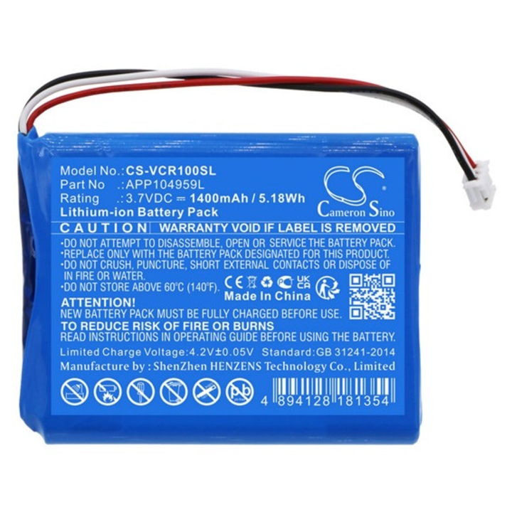 Cameron sino li-ion akkumulátor, 3.7v, 1400mAh, kompatibilis venturecraft app104959l -vel