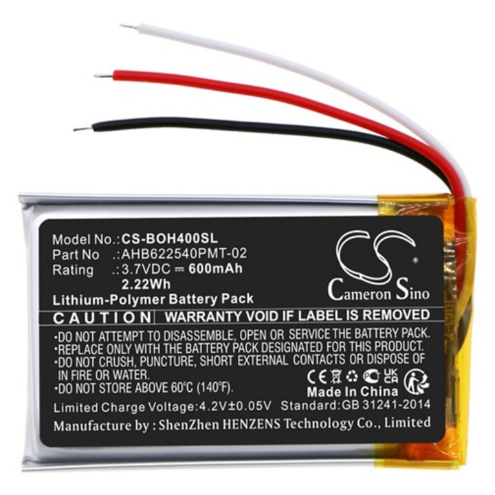 Cameron sino li-polymer akkumulátor, 3.7v, 600mAh, kompatibilis bang & olufsen 1643874 -vel
