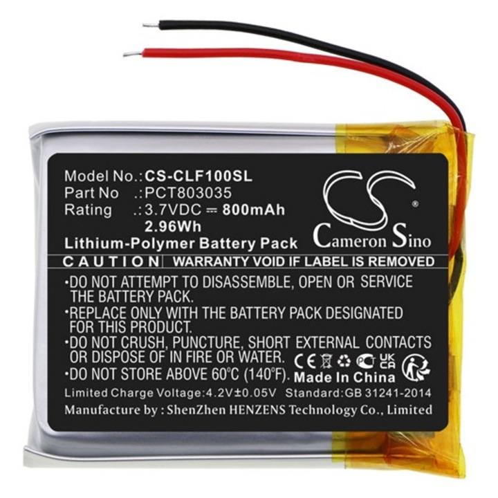 Cameron sino li-polymer akkumulátor, 3.7v, 800mAh, kompatibilis cleer pct803035 -vel