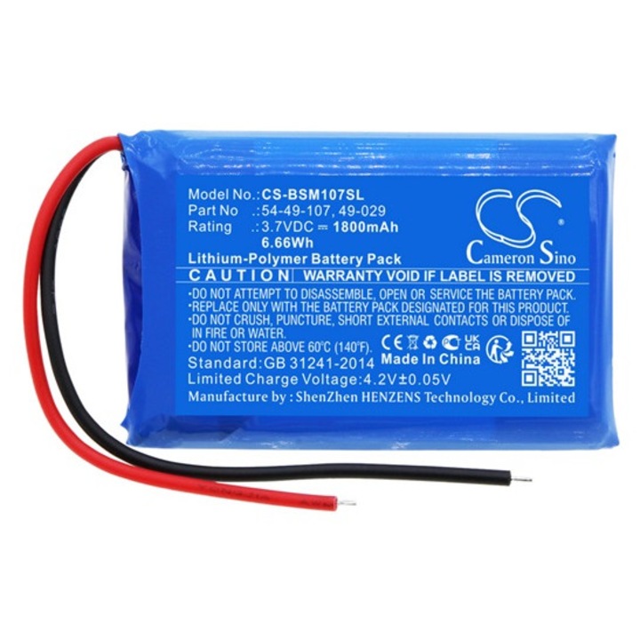 Cameron sino li-polymer akkumulátor, 3.7v, 1800mAh, kompatibilis biosystems 49-029 kék-vel