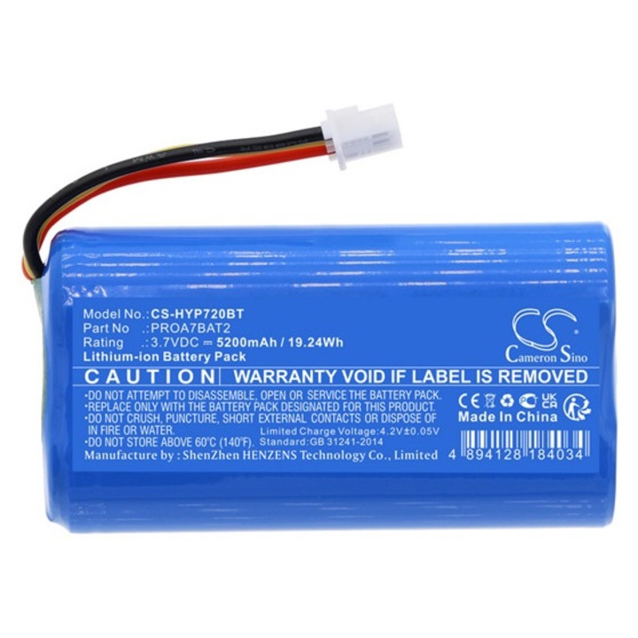 Cameron sino li-ion akkumulátor, 3.7v, 5200mAh, kompatibilis honeywell proa7bat2 kék-vel