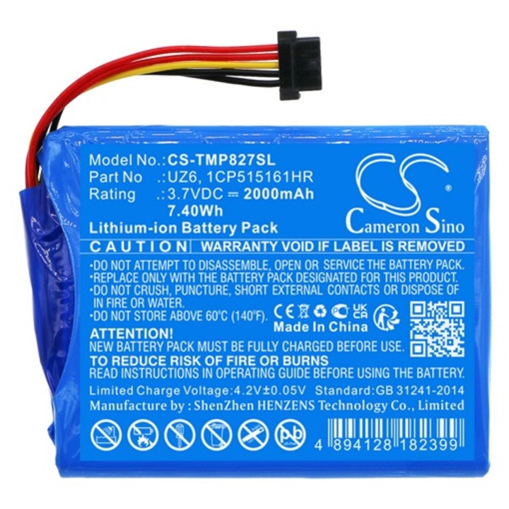 Cameron sino li-ion akkumulátor, 3.7v, 2000mAh, kompatibilis tomtom 1cp515161hr -vel