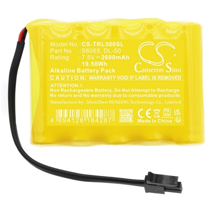 Cameron sino alkaline akkumulátor, 7.5v, 2600mAh, kompatibilis trilogy dl-50 citromsárga-vel