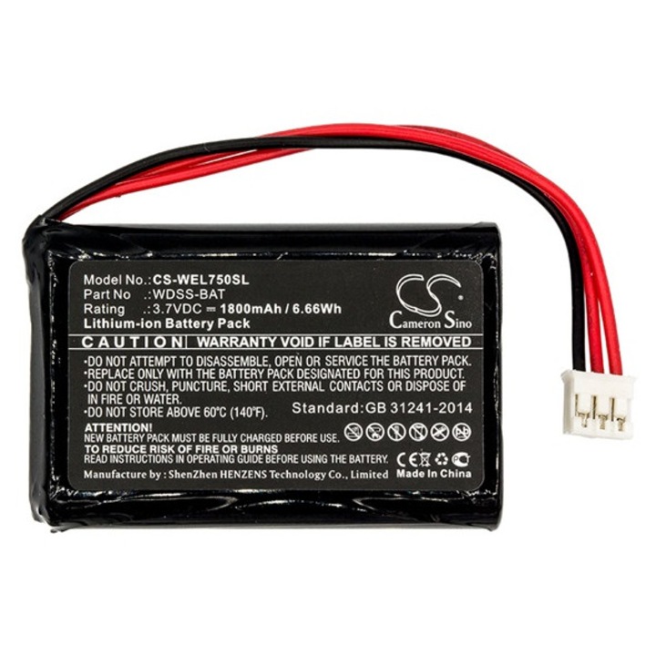 Cameron sino li-ion akkumulátor, 3.7v, 1800mAh, kompatibilis vernier wdss-bat -vel