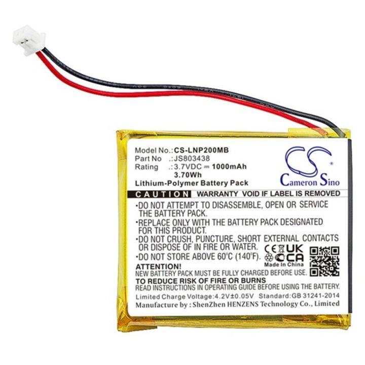 Cameron sino li-polymer akkumulátor, 3.7v, 1000mAh, kompatibilis luvion js803438 -vel