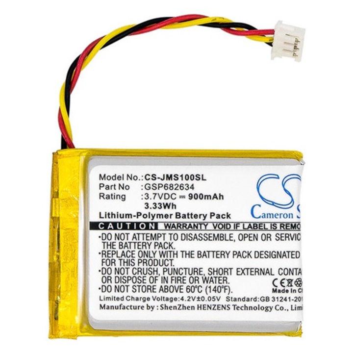 Cameron sino li-polymer akkumulátor, 3.7v, 900mAh, kompatibilis jbl gsp682634 -vel