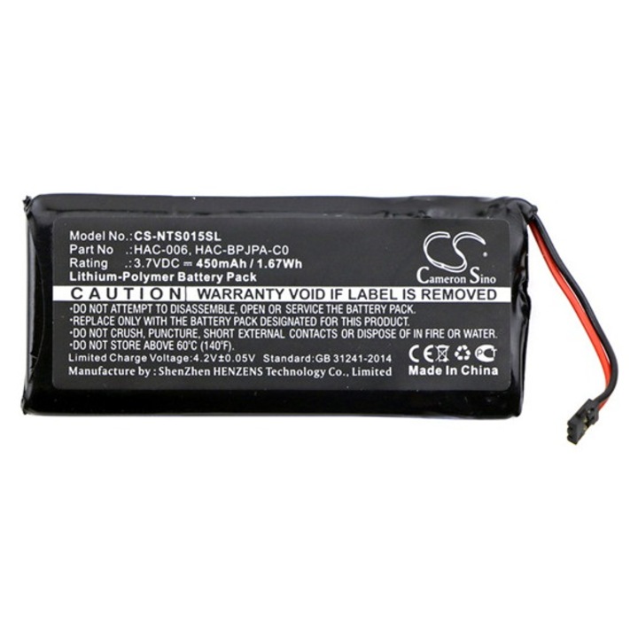 Cameron sino li-polymer akkumulátor, 3.7v, 450mAh, kompatibilis nintendo hac-006 -vel