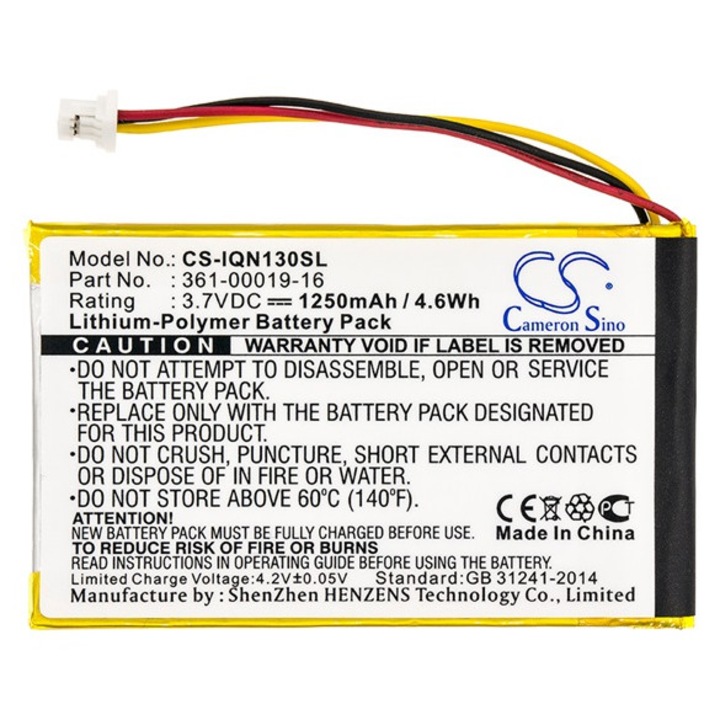 Cameron sino li-polymer akkumulátor, 3.7v, 1250mAh, kompatibilis garmin 361-00019-12 -vel