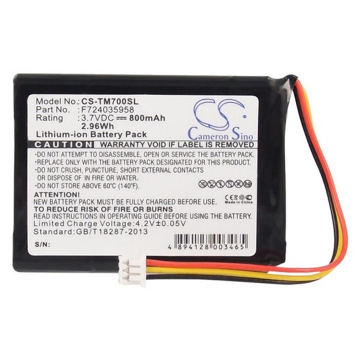 Cameron sino li-ion akkumulátor, 3.7v, 800mAh, kompatibilis tomtom f702019386 -vel